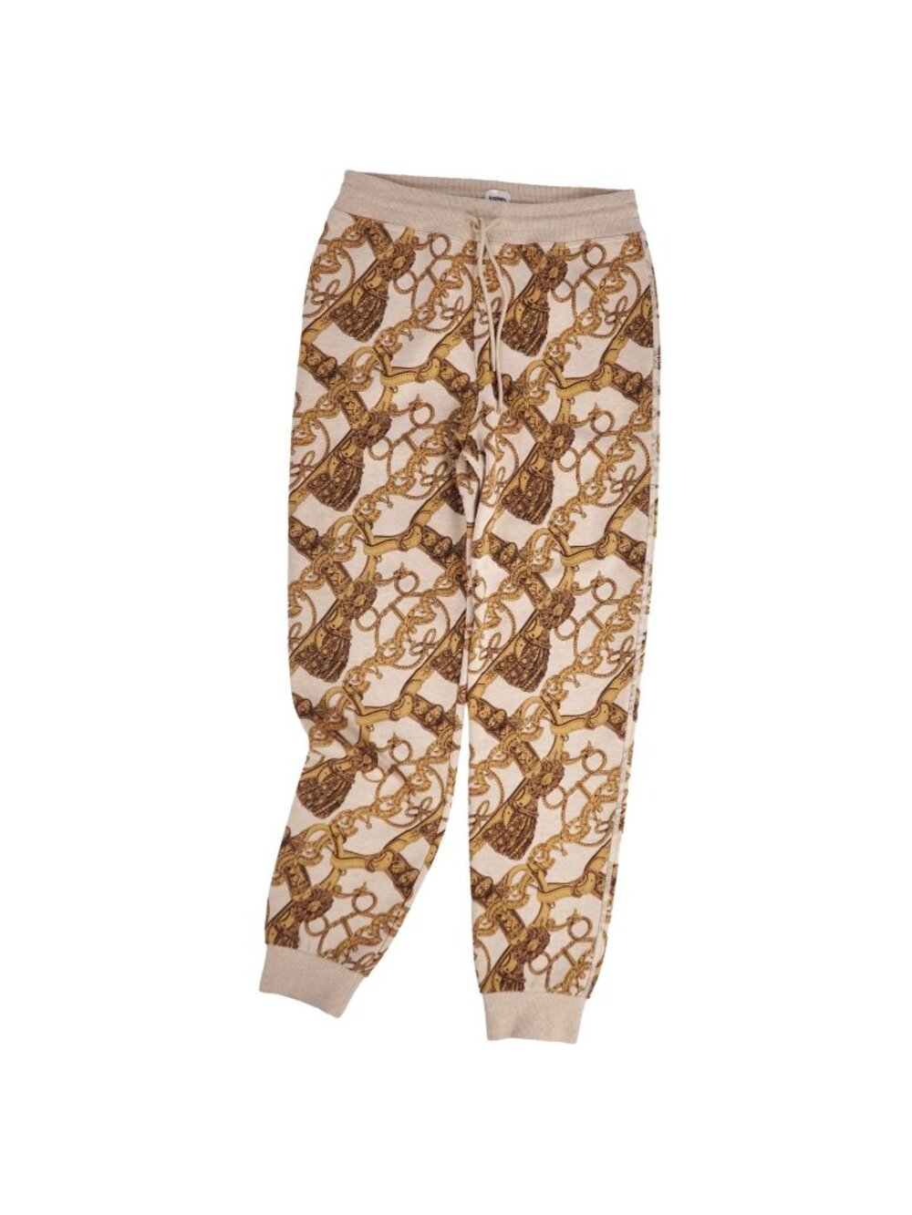 Hermes Sweatpants Easy Pants All Over Print Cotton Camel Beige 36